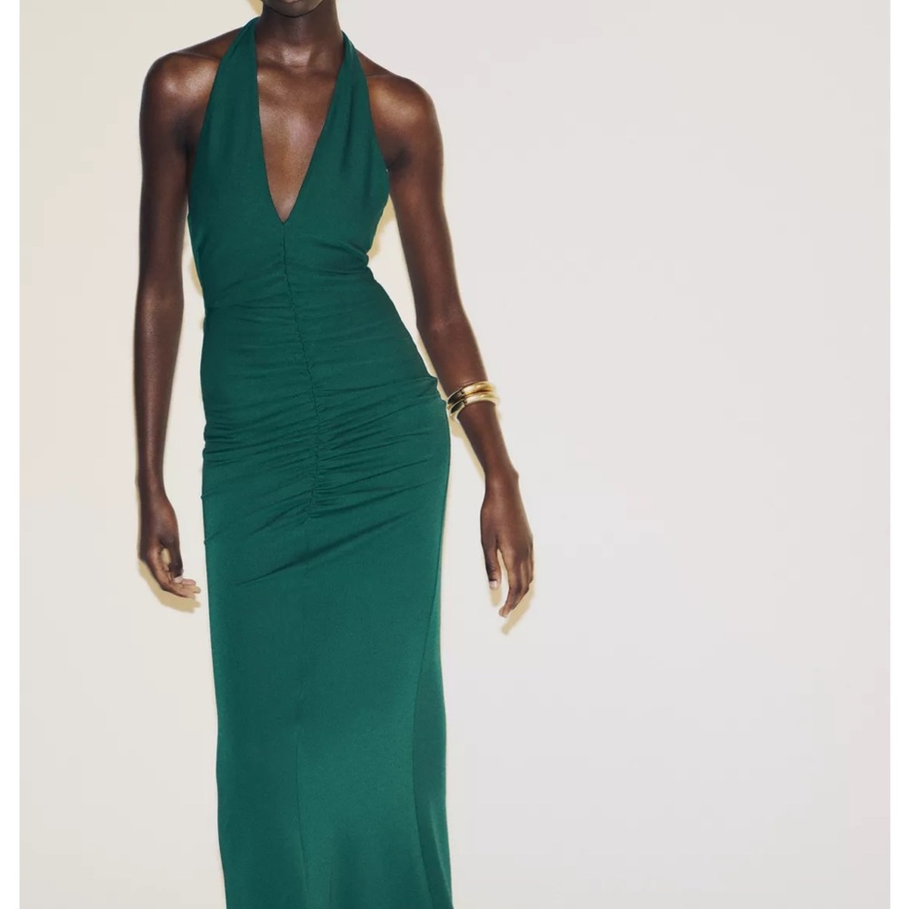 Only worn once | Zara Deep Green Midi Dress